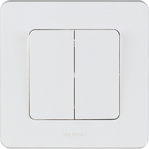 Выключатель 2 клав.,  белый, INSPIRIA Legrand 673620