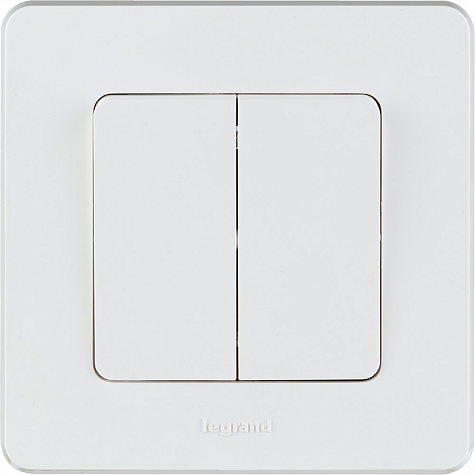 Выключатель 2 клав.,  белый, INSPIRIA Legrand 673620
