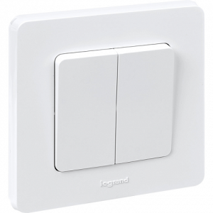 Выключатель 2 клав.,  белый, INSPIRIA Legrand 673620
