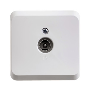 Розетка О/У телевизионная TV простая, Белый, Этюд SE TVA-002B