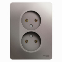 Розетка 2 местная 16А 250В, Платина, Glossa SE GSL001220