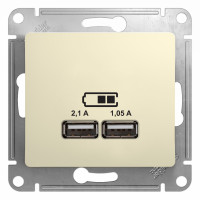 Розетка USB для зарядки, Бежевый, Glossa SE GSL000233