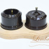 Кнопка-тумблер для диммера, коричневый с бронзовой ручкой Lindas 34712-B