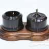 Кнопка-тумблер для диммера, коричневый с бронзовой ручкой Lindas 34712-B
