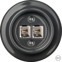 Розетка комп. фарфоровая RJ45 cat.6е, графит глянцевый, Katy Paty CRGsCat6a 
