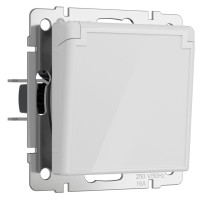 Розетка с З/К с крышкой, герметичная IP44, Акрил белый, Werkel W1171241