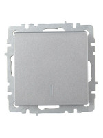 Выключатель 1 кл. проходной с подсветкой, Алюминий, Brite IEK BR-V12-1-10-K47
