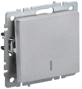 Выключатель 1 кл. проходной с подсветкой, Алюминий, Brite IEK BR-V12-1-10-K47