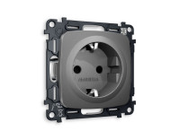 Розетка с З/К и шторками, Антрацит серый, OMEGA Quant Ambrella Volt MO657010