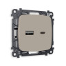 Розетка USB для быстрой зарядки тип A+C, Серо-бежевый матовый, OMEGA Quant Ambrella Volt MO371010