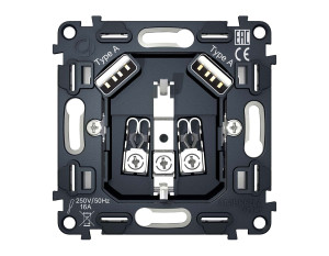 Механизм розетки с З/К и USB зарядкой А+А, Quant Ambrella Volt VM155