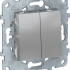 Выключатель 2 клав. проходной, Алюминий, Unica New Schneider NU521330