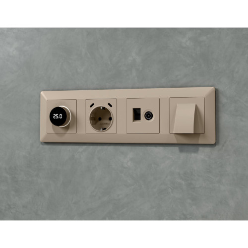 Лицевая панель терморегулятора теплого пола электронного, Серо-бежевый матовый, ALFA Quant Ambrella Volt AP3658