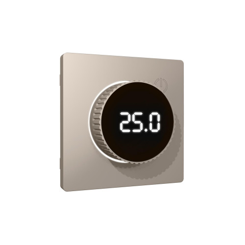 Лицевая панель терморегулятора теплого пола электронного, Серо-бежевый матовый, ALFA Quant Ambrella Volt AP3658