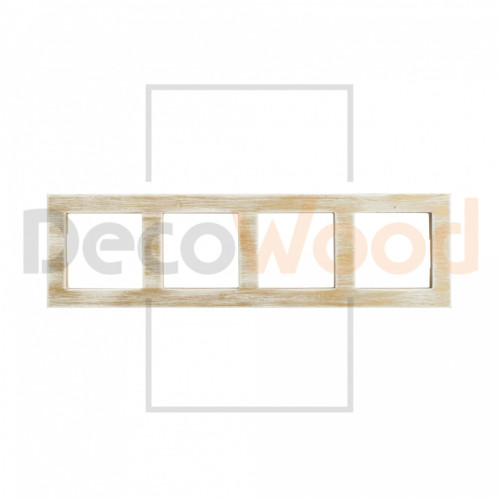 Рамка 4 местная деревянная под электрику JUNG/ABB Basic, белый-золото, DecoWood РЮАМ4-БЗ