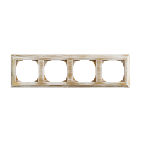 Рамка 4 местная деревянная под электрику JUNG/ABB Basic 55 на бревно D220, Белый/Золотой, DecoWood СМБЗ554-220