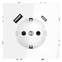 Розетка c З/К, шторками и USB зарядкой A+C, Белый матовый, Voltum S70 VLS040502