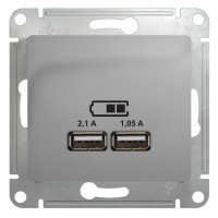 Розетка USB для зарядки, Алюминий, Glossa SE GSL000333
