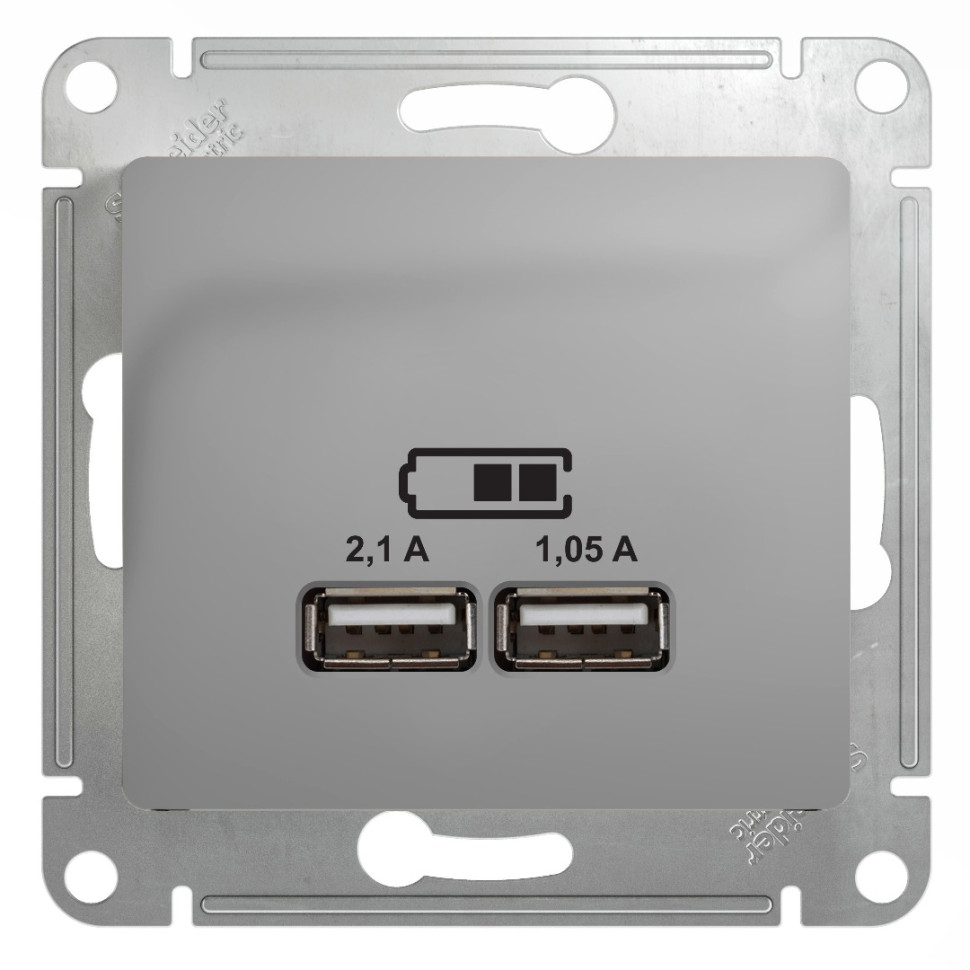 Розетка USB для зарядки, Алюминий, Glossa SE GSL000333 Розетка USB для зарядки, Алюминий, Glossa SE GSL000333