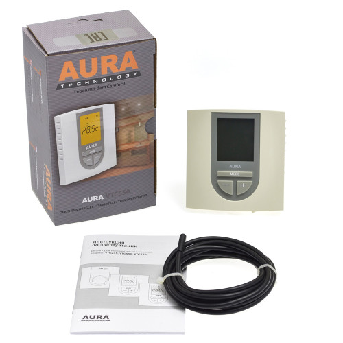 Терморегулятор теплого пола электронный, кремовый, AURA VTC 550