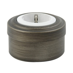 Ретро розетка c З/К из металла, состаренное серебро/белый Vintage М1-22-29