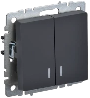 Выключатель 2 кл. с подсветкой, Графит, Brite IEK BR-V20-1-10-K53