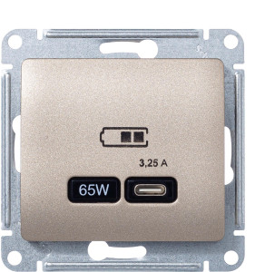 Розетка USB для быстрой зарядки, тип C 65ВТ, Титан, AtlasDesign SE GSL000427