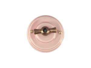 Выключатель керамика 2 кл. (4 положения), Розовый Rosa, ручка бронза, Leanza ВП2ДБ