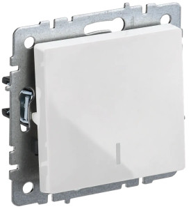 Выключатель 1 кл. проходной с подсветкой, Белый, Brite IEK BR-V12-1-10-K01
