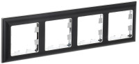 Рамка 4 местная, Хром/Черный, Brite IEK BR-M42-12-2-K23