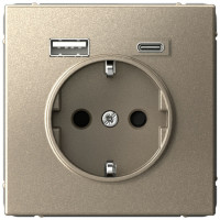 Розетка с З/К и USB зарядкой, тип А+C, Шампань, ArtGallery SE GAL000532