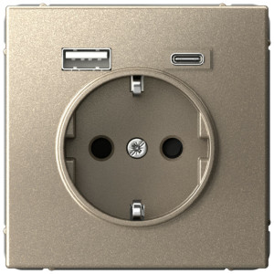 Розетка с З/К и USB зарядкой, тип А+C, Шампань, ArtGallery SE GAL000532
