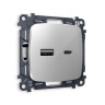 Розетка USB для быстрой зарядки тип A+C, Серебро глянец, OMEGA Quant Ambrella Volt MO411010