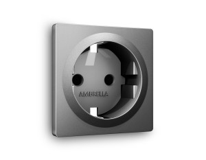 Лицевая панель розетки с З/К с шторками, Антрацит серый, ALFA Quant Ambrella Volt AP6570