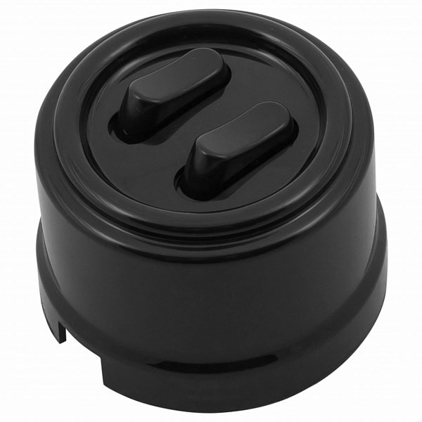 Выключатель пластик кнопочный без фиксации 2 кл., Чёрный, Bironi B1-222-23-PB