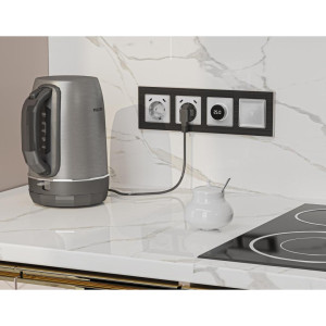 Лицевая панель терморегулятора теплого пола электронного, Серебро глянец, ALFA Quant Ambrella Volt AP4058