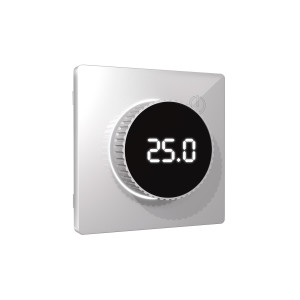 Лицевая панель терморегулятора теплого пола электронного, Серебро глянец, ALFA Quant Ambrella Volt AP4058