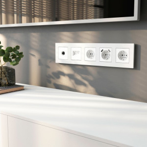 Рамка 5 местная пластик, Белый матовый, Slab Werkel W0052961