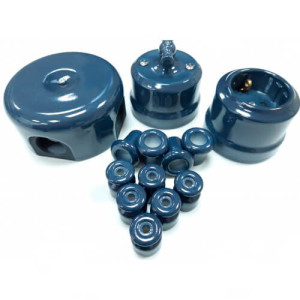 Выключатель керамика 2 кл. (4 положения), Графит, Lindas 34132