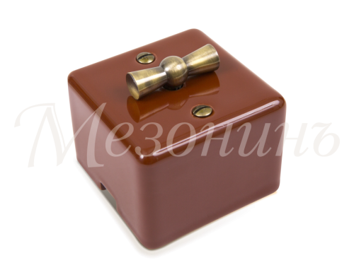 Выключатель фарфоровый 2 кл. (4 положения), коричневый, ТМ МезонинЪ GE80401-04