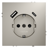 Розетка c З/К, шторками и USB зарядкой A+C, Кашемир, Voltum S70 VLS040503