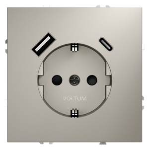 Розетка c З/К, шторками и USB зарядкой A+C, Кашемир, Voltum S70 VLS040503