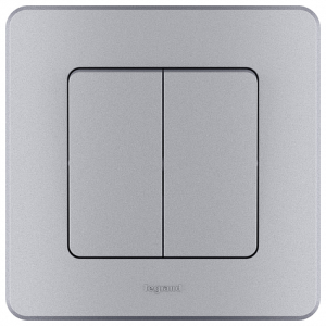 Выключатель 2 клав.,  алюминий, INSPIRIA Legrand 673622