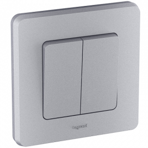 Выключатель 2 клав.,  алюминий, INSPIRIA Legrand 673622
