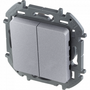 Выключатель 2 клав.,  алюминий, INSPIRIA Legrand 673622