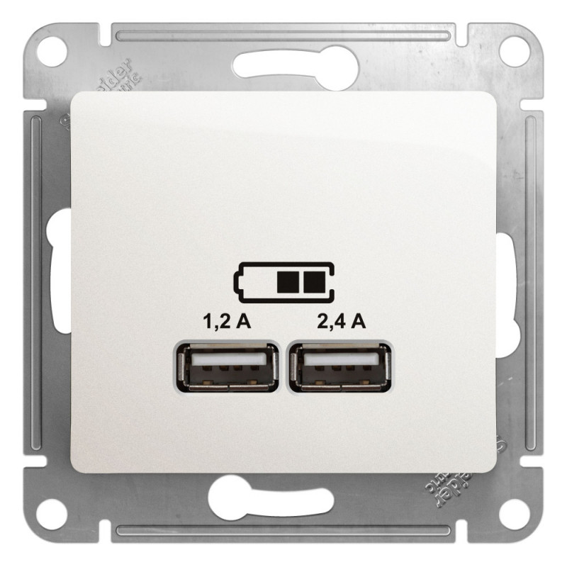 Розетка USB для зарядки, Перламутр, Glossa SE GSL000633
