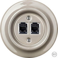 Розетка комп. фарфоровая RJ45 cat.6е, капучино глянцевый, Katy Paty LUGsCat6 
