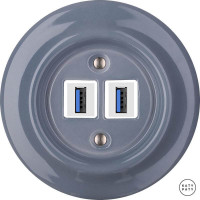 Розетка USB для зарядки, пепельно-серый глянцевый, Katy Paty LIGsUSBw 