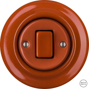 Выключатель кнопочный 1 кл. перекрестный, красно-коричневый глянцевый, Katy Paty OPAURGW7 