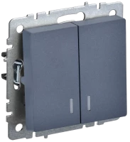 Выключатель 2 кл. с подсветкой, Маренго, Brite IEK BR-V20-1-10-K35